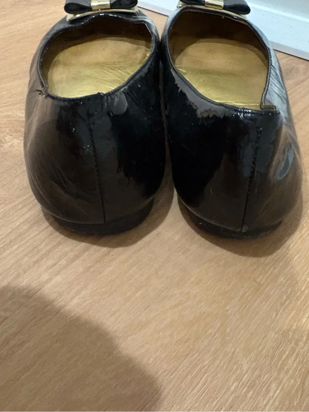 kate spade Black Patent Bow Flats size 9.5